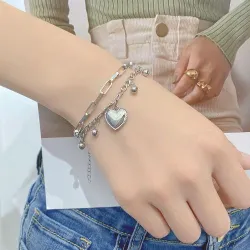  2 Layer Love Heart Design Elegant Bracelet